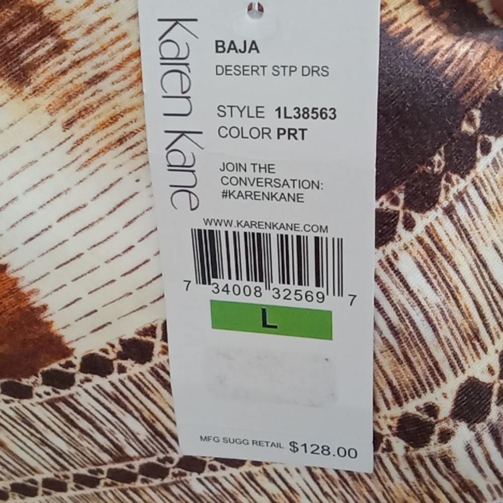 NWT Karen Kane Brown/Tan Aztec Print Maxi Dress Size L - Picture 13 of 13
